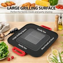 1500W High Power Electric Griddle Grill, Non-Stick Coating Large Cooking Surface Electric Skillet, Temperature Adjustable Portable BBQ Grill Pan With Heat Resistant Handles, Ideal For Breakfast, Lunch, Dinner, Household & Travel Camping - Black - View 6