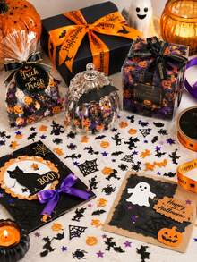 30g Halloween Glitter Confetti, 7 Mixed Patterns, Pumpkin Witch Bat Spider Orange Cat Spider Web Purple Star Colorful Paper, Suitable For Halloween Party, Party Table Decor, DIY Greeting Card Making Materials, Handicraft Decoration Supplies, Balloon Decoration - Multicolor - View 6