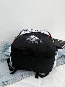 1pc Contrast Color Astronaut Pattern Backpack, Large Capacity Zipper Closure School Day Bag, Adjustable Shoulder Strap Bookbag, Short Trip Bag, Perfect For Teenagers/Students/Graduates/Young People, Ideal For Daily Use, Outings, Travel, School And Back To School Season - Multicolor - View 10