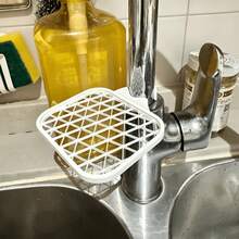 2pcs 3D Printed Faucet Organizer Rack, No-Drill Sink Sponge Storage Holder, Multi-Function Draining Dish Cloth Storage Box, Detachable Kitchen & Bathroom Faucet Accessory, Space-Saving Home Cleaning Tool Organizer, Sturdy Lightweight Mesh Design Kitchen Organizer Rack, Easy Install Sink Side Sponge Brush Storage Bracket - Drain Rack - View 6