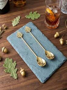 1pc/5pcs/10pcs European Style Silver/Gold Dessert Spoon, Vintage Leaf Coffee Spoon, Retro Metal Carved Fruit Dessert Spoon, For Kitchen Dining Bar, Classical Style - Gold and Silver - View 6