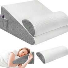 Impala Triangular Reading Pillow - Triangular Reading Pillow With White Cover - Back Support Cushion For Bed, Sofa, Reading, And TV - White - View 1