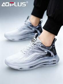 AoPlus Men's Street Style Running Shoes, Shock Absorbing, Comfortable, Slip-Resistant, Durable Sports Shoes, Suitable For Outdoor Activities - 黑與白 - 查看 9