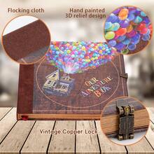 Our Adventure Book 146 Pages DIY Handmade Scrapbook Photo Album, 8.9 * 7.7 Inch, Embossed Letter Cover, Note Taking Inspired By The Movie 'Up', Ideal For Memories Travel Diary Journal Scrap Book, Gift For Anniversary, Wedding, Travelling, Memory Book - 復古色 - 查看 2