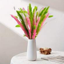 55PCS Natural Dried Pampas Grass Boho Home Decor Bouquet Phragmites Pink Green White Reed Gem Grass Mix And Match Dried Flowers Bouquet For Wedding Floral Arrangements Living Room Decorations(17inch) - Colour - View 8
