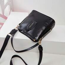 SC252 Vintage Solid Color Crossbody Shoulder Bag, With 2 Straps, Crossbody/Shoulder Carry, Adjustable And Detachable - Black - View 5