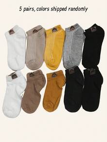 5 Pairs Random Assorted Men's Thin Summer Short Socks, Snow Mountain Striped Retro Casual Socks - Multicolor - View 7