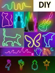 RGB 紅外線霓虹 LED 矽膠軟燈條 聖誕防水氛圍燈 無線遙控變色燈條 節日室內外裝飾燈 1m/2m/3m/4m/5m - 彩色光 - 查看 7