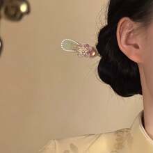 1件波希米亞風鋅合金粉色花朵流蘇髮簪，女款漢服頭飾，復古髮飾，四季通用髮箍，髮髻延伸飾品 - 彩色 - 查看 2