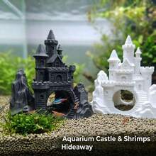 塑膠水族箱洞穴躲藏裝飾，灰白色魚缸遮蔽裝飾品，小魚與蝦子水下隧道棲息地，淡水與海水水族造景配件 - A - 查看 3