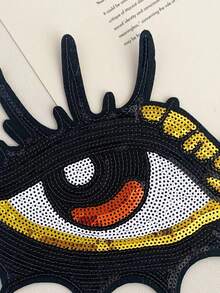 1件/2件/3件/4件 男士黑色眼睛睫毛亮片刺繡貼布 DIY 熱熨/縫製布貼，適用於衣物、包包、鞋子、帽子與配件 - 彩色 - 查看 9