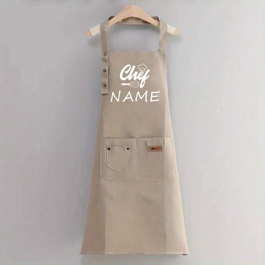 Customized Text Apron, Personalized Apron, Waterproof Apron, Customized Funny Cooking Kitchen Apron, Chef Apron, Bride And Groom Black And White Apron Set,Chef Cooking Kitchen Apron, Outdoor BBQ, Father's Day Gift, Birthday Gift, Personalized Gift - Multicolor - View 1