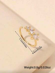 Women's Cubic Zirconia Nose Ring Copper Alloy Inlaid Round Cartilage Ear Piercing Fake Nose Body Jewelry - Gold - View 4