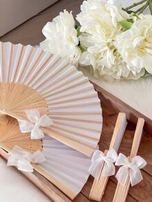 3/30/60pc Personalized Wedding Favors Set,Custom Folding Fans With Name,Elegant Hand Fans For Bridal ,Anniversary,Guest Gifts,Aesthetic Keepsake For - Multicolor - View 2