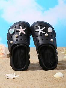 HOEASE Thick Sole Comfortable Non-Slip Kids Clogs, High Elasticity Pixel EVA Soft Bottom Breathable, Cute Decorative Garden Shoes, Home And Outdoor All-In-One, Suitable For All Seasons - Black - View 5
