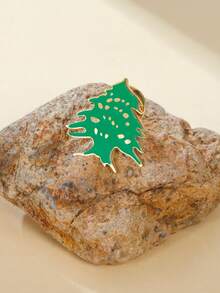 LIKGREAT 1pc Cedar Enamel Brooch Stainless Steel Gold Color Lapel Pin For Woman Man Minimalist Accessory Jewelry 2026 New In - Brooch Series - View 3