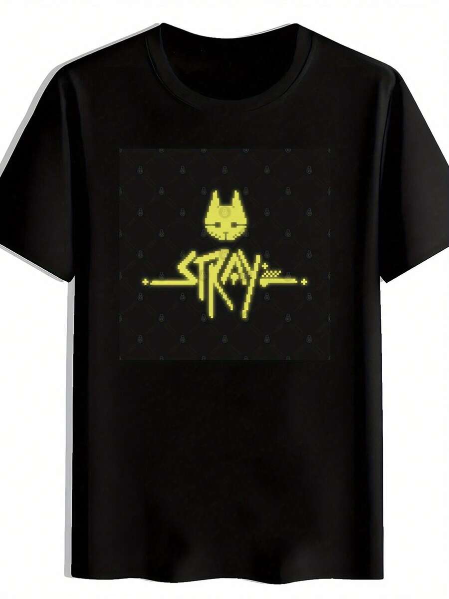 Camiseta Gráfica Vintage de Banda de Rock para Hombre - Manga Corta, Cuello Redondo, Camiseta de Verano con Estampado de STRAY CAT, Ligera y Transpirable para Uso Diario, Viajes, Playa y Reg - Negro - Ver 1