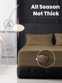 1pc Waterproof 6-Sided Zipper Mattress Protector, Fits 9-12 Inch Thick Mattresses, Including Twin, Full, Queen, King,Brown Breathable And Quiet, Can Be Used As Mattress Cover Or Fitted Sheet, Machine Washable, High-Quality Zipper Mattress Cover - Brown (hat Height 20cm) - View 7
