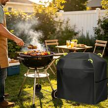 Penutup Panggangan BBQ Luar Ruangan 210D dengan Pegangan, Tali Serut, dan Kancing Jepret - Tahan Air, Tahan Angin, Tahan Sinar UV, dan Tahan Pudar - Penutup Pelindung untuk Panggangan Teras dan Taman - Tahan Debu, Tahan Hujan, Tahan Kotoran Burung, dan Tahan Karat - A - View 7
