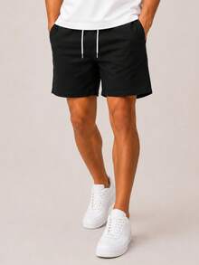 Kit 3 Premium Linen Shorts Bermuda Mauricinho Men's Casual Basic Comfortable Drawstring Waist - 軍綠色 - 查看 6