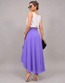 Long Wrap Skirt With Tie-Up Fashion Blogger - Lilac Purple - View 4