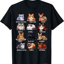 Cute Cats Artwork Types Of Cats Loaf T-Shirt, Small, Black - Black - View 10