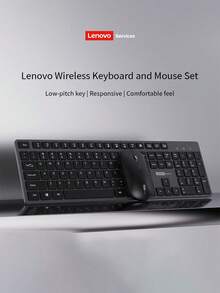 Lenovo Wireless Keyboard Mouse Combo 2.4G USB Receiver Plug And Play Full-Size Numeric Keyboard Comfortable Grip Mouse For Home Office Computer - Black - View 3