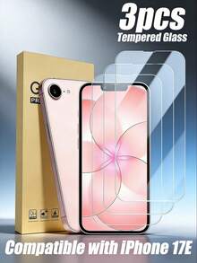 3片裝鋼化玻璃螢幕保護貼，相容 iPhone 17/17 Pro/17 Pro Max/17 Air/16/16 Plus/16 Pro/16 Pro Max/15/14/13/12/11/X/XR/XS/8/7 系列，高清透明全螢幕覆蓋玻璃膜，9H 硬度防刮防指紋，無氣泡易安裝，相容手機殼螢幕保護配件 - 白色 - 查看 17