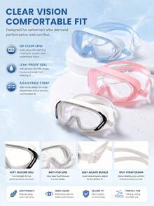 Adult Large Frame Swimming Goggles - Anti-Fog, Waterproof, 180° Wide Angle Unisex Swimming Goggles, Suitable For Pool And Open Water - Purple - View 8