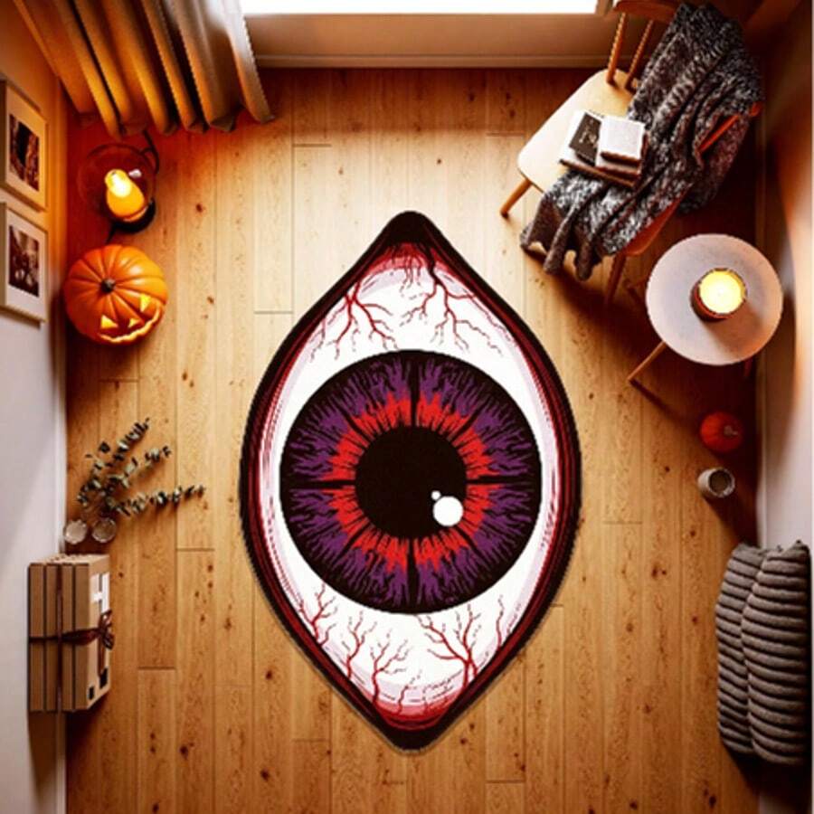 1PC Red Bloodshot Eyes Living Room Rug, Bedroom Decor, Home Leisure Carpet, Decorative Carpet, Bedroom Decor, Small Rug, Carpet, Home Decor, Living Room Rug, Living Room Small Rug, Bedroom Rug, Living Room Home Decor, Outdoor Rug, Washable Carpet