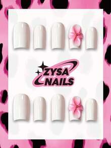 10pcs Handmade Wearable Pink Flower 3D Nail Art Stickers, Includes 3pcs Nail Art Tools And Nail Glue, Fake Nails Nail Art Supplies, Suitable For Women And Girls As Mother's Day And Graduation Gifts, Applicable For Vacation, Party, Travel, Daily And School - Multicolor - View 1