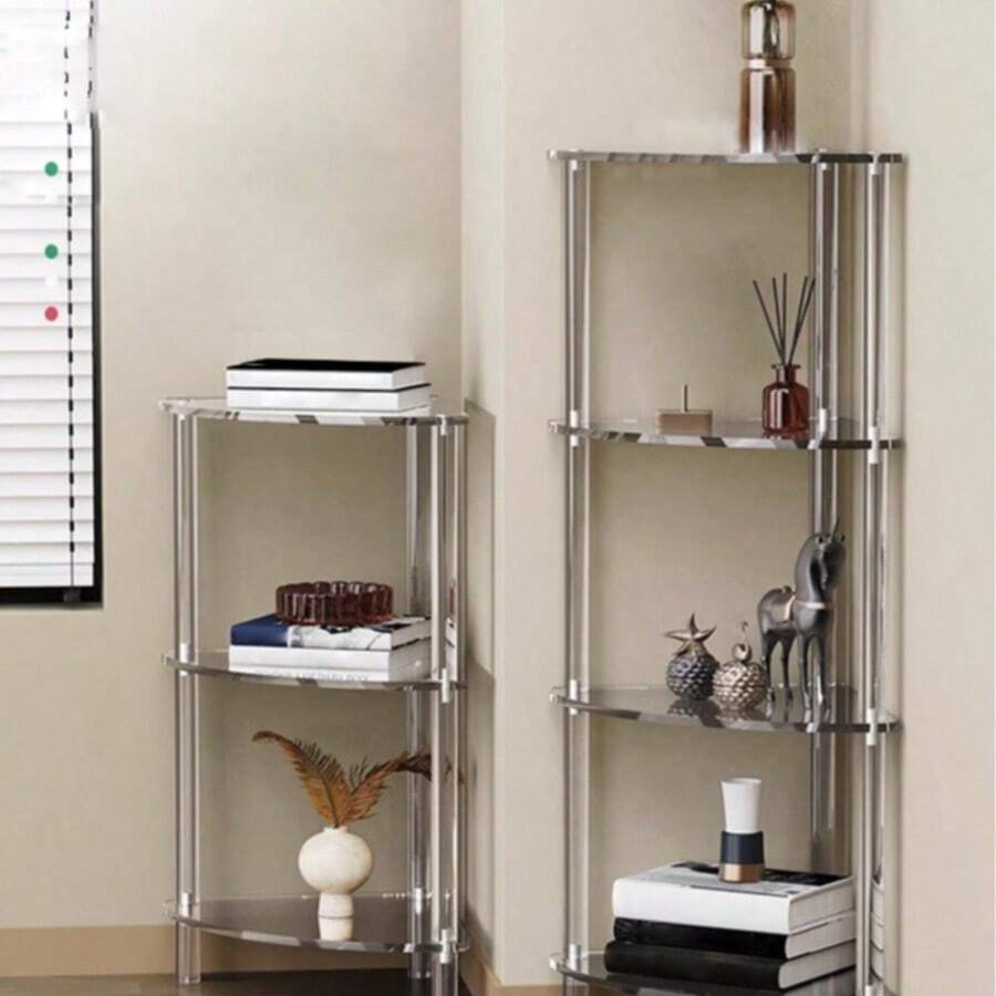 1SET Acrylic Triangle Corner Combination Table 2-Layer 3-Layer 4-Layer Storage Table - White - View 1