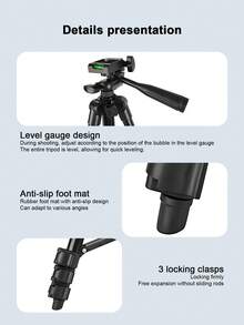 Portable Aluminum Alloy Tripod Stand For Camera, Live Streaming, Photography And Telescope - Black - View 8
