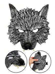 Halloween Wolf Mask, Adult Men & Women Halloween Horror Animal Half Face Werewolf Mask, Halloween Cosplay Costume Accessory, Party Dress Up, Halloween Costume Photo Prop - Silver - View 1