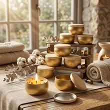 48pcs Complete DIY Candle Making Kit, 8 Gold Metal Cans With Wood Grain Lids And 40 Handmade Accessories, Sturdy Empty Candle Jars, Suitable For Beginners To Make Handmade Scented Candles, Home Decor, Wedding Favors, Holiday Gifts And Small Item Storage - 48pcs/Set - View 7