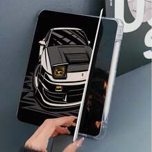 1 pieza Funda protectora para tableta con patrón de carreras vintage, funda plegable 3+Y con soporte magnético multiángulo, ranura para lápiz y función de suspensión/activación automática, compatible con iPad Pro/Air, Pad 5/6/21, Pad, MatePad, Honor Pad - Multicolor - Ver 4