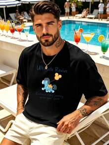 Ultimate Revive Herren-T-Shirt Mit Grafikprint – Hochwertiger Stoff, L?Ssige Passform, Street-Hip-Hop-Stil, Bequem, Auff?Lliger Print - 黑色 - 查看 2