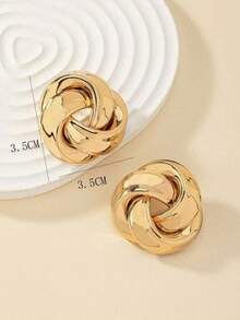 New Fashion Minimalist Metal Style Versatile Large Earrings - Yellow Gold - View 3