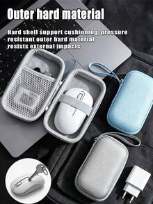 Multifunctional Mouse & Camera Storage Bag With Portable Handle, Elastic Compartments For Organized Storage, Size 14*8.5*4cm (5.51*3.34*1.57in), Compact Electronic Organizer Bag For Digital Cameras, Computer Mouse And Various Data Cables - Multicolor - View 7