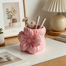 Puff Flower Shaped Storage Bucket & Cosmetic Organizer, Lightweight Design, Suitable For Home And Office Desk, Supports Embedded Installation, Flower-Shaped Desktop Decoration Stationery Storage, Compact And Portable, Minimalist Desktop Accessory - A - View 10