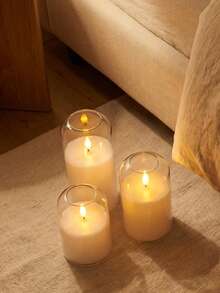 Flameless Candles, Realistic Flickering LED Flame, Real Wax Candles With Remote Control And Timer, Transparent Electronic Candles, 3-Pack (White) - White - View 1