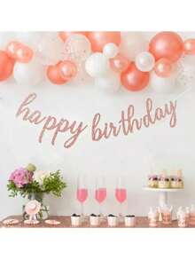1pc Happy Birthday Banner, Birthday Party Background Decoration Garland - One Size Fits All - View 4