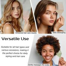 Peine de dientes anchos estilo africano, material ABS, mango ergonómico, con orificio para colgar, adecuado para peinados africanos gruesos y rizados, diseñado para cabello rizado, peine para cabello rizado, peine especializado para cabello rizado, esencial de viaje, peine de peinado unisex, accesorio para el cabello, equipo de salón - Multicolor - Ver 3
