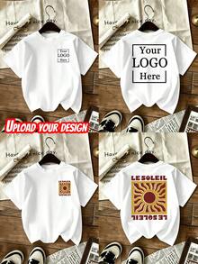 客製化極簡法式太陽圖案 T-shirt，可送給好友/家人/妻子/男友/女友，白色 - 白色 - 查看 2