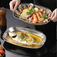 Stainless Steel Steamer Tray With Handles – Multi-Function Rectangular Fish Plate For Steaming, Grilling & Roasting, Heat-Resistant Oven & Dishwasher  Cookware For Home Kitchen - View 11