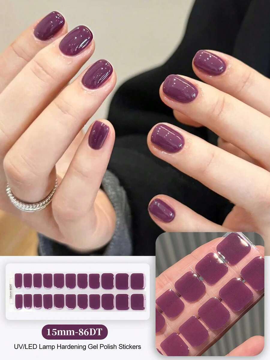 Cross-Border New Semi-Cured Gel Summer Toe Nail Stickers, Glitter Shiny Design, In Stock Wholesale, Waterproof And Long-Lasting - 紫丁香色 - 查看 1