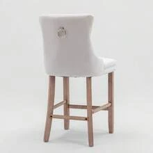 Set Of 2 Bar Stools With Velvet Upholstery / Medieval-Modern Style Bar Stools / Weight Capacity Up To 300 Lbs / High-Elasticity Foam / Suitable For Restaurants Or Kitchens - 米色 - 查看 8