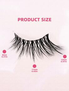 5 Pairs Half Eyelashes With Transparent Stem, Tapered Tail, Fine Eye Extension, Suitable For Girls' Daily Light Makeup - Black - View 4