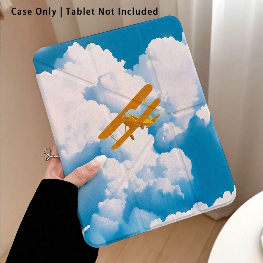 飛機與雲朵圖案彩繪效果平板保護殼附支架,適用於 Honor 8/9/10/X8/X8A/X9/X8Pro/X9Pro、MatePad SE 11"/MatePad 11"/11.5"、MatePad Pro、Apple 10th/11th Gen 2025 (A16)、Galaxy Tab A7/A9 及其他熱門機型 - 款式15 - 查看 1