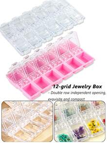 12-Grid Nail Decoration Storage Box, Nail Studio Nail Container, Transparent Box, Can Store Fake Nails, Nail Additions, Portable Container, Nail Decoration Storage Box - Multicolor - View 3